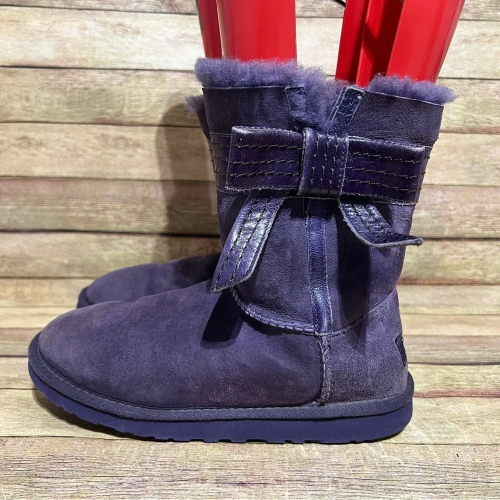Ugg Purple Suede Josette Bow Winter Boots